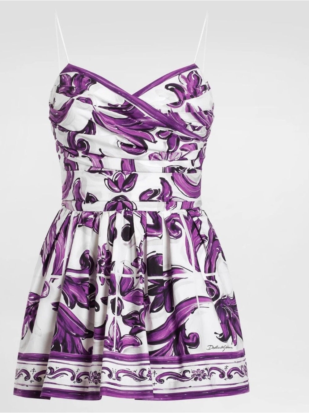 Dolce & Gabbana White and Purple Floral Spaghetti Strap Camisole